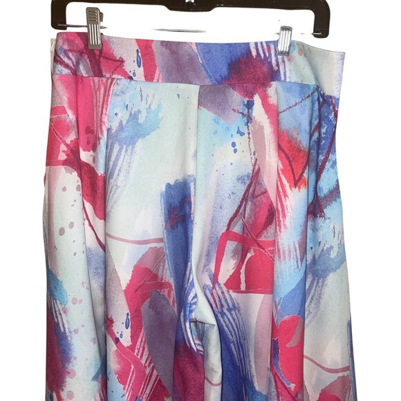 Nylon Apparel Womens Pants Trousers Size Large Multicolor Wide Leg Abstract New - Picture 5 of 12